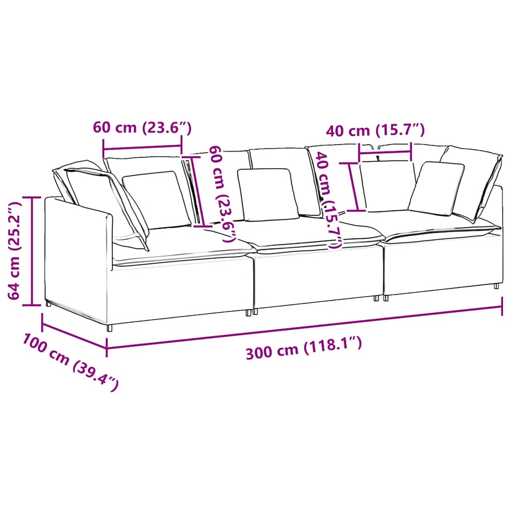vidaXL Modulares Sofa mit Kissen Cordstoff Hellgrau
