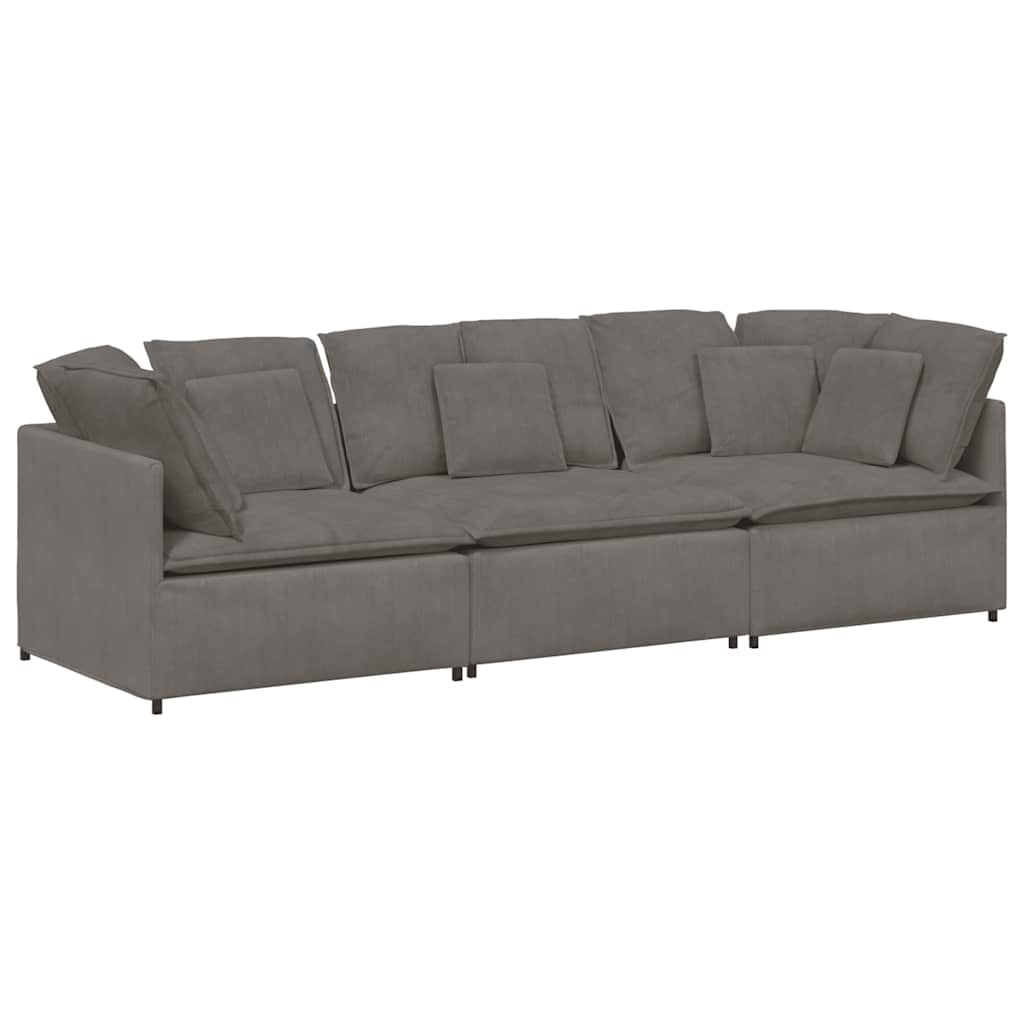 vidaXL Modulares Sofa mit Kissen Cordstoff Hellgrau