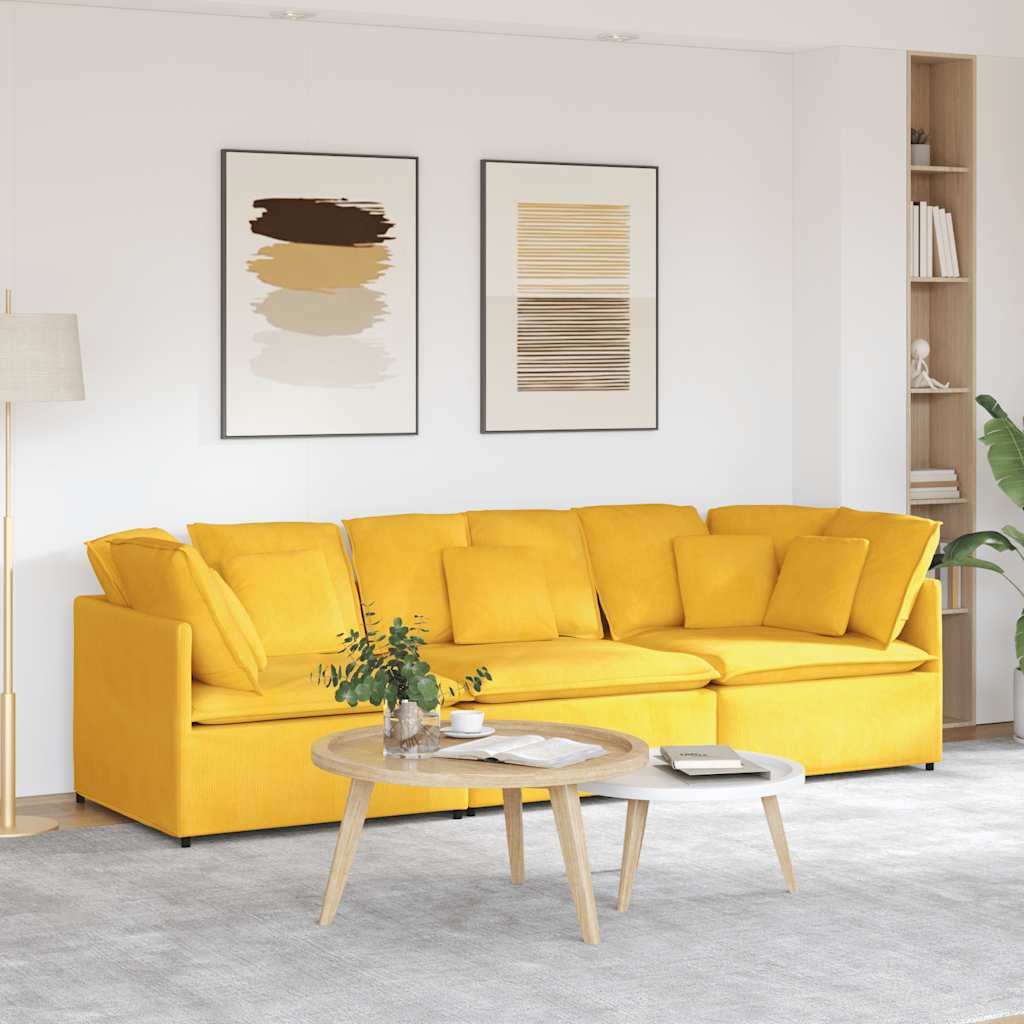 vidaXL Modulares Sofa mit Kissen Cordstoff Hellgrau