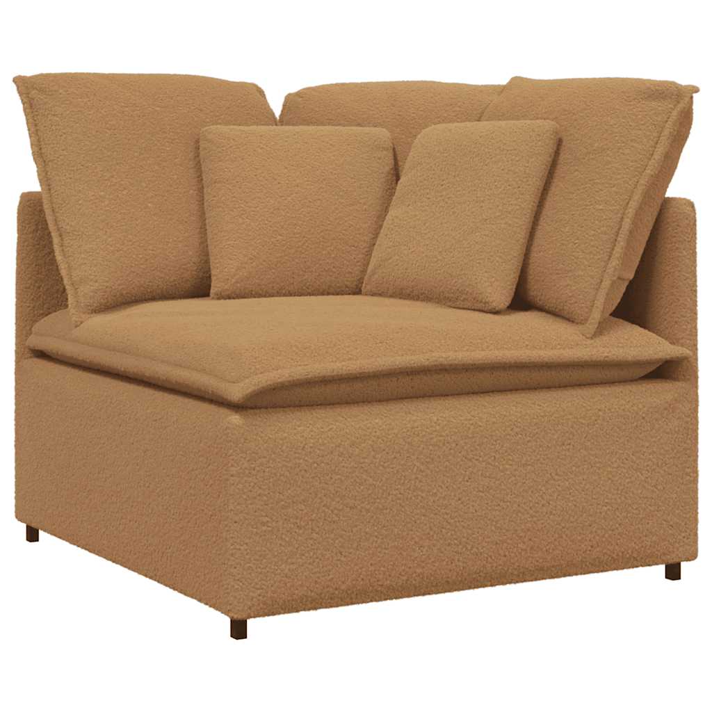vidaXL Modulares Sofa mit Kissen Stoff in Lammwolloptik Beige