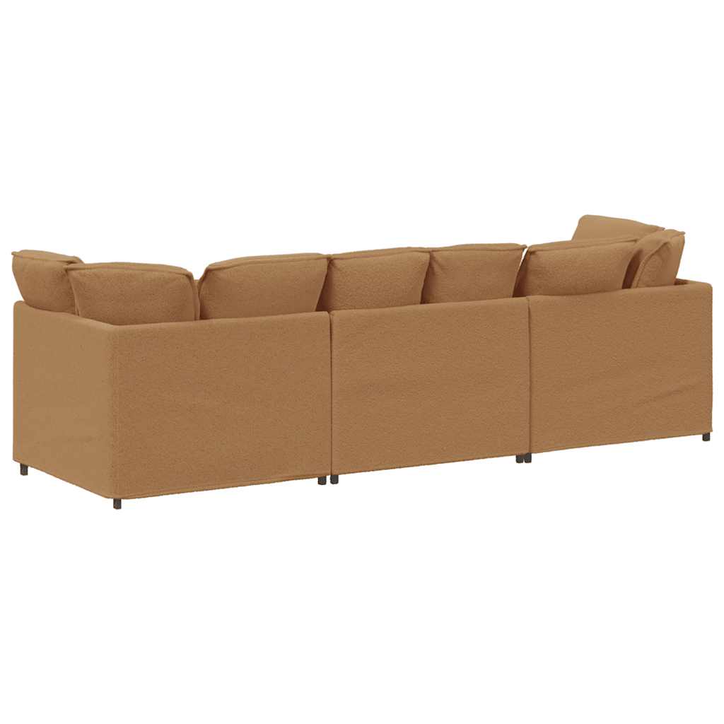 vidaXL Modulares Sofa mit Kissen Stoff in Lammwolloptik Beige