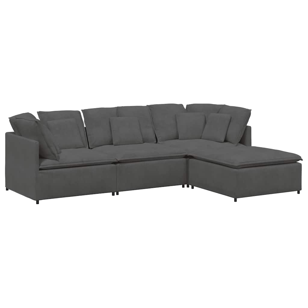 vidaXL Modulares Sofa mit Fußhocker Kissen Cordstoff Dunkelgrau