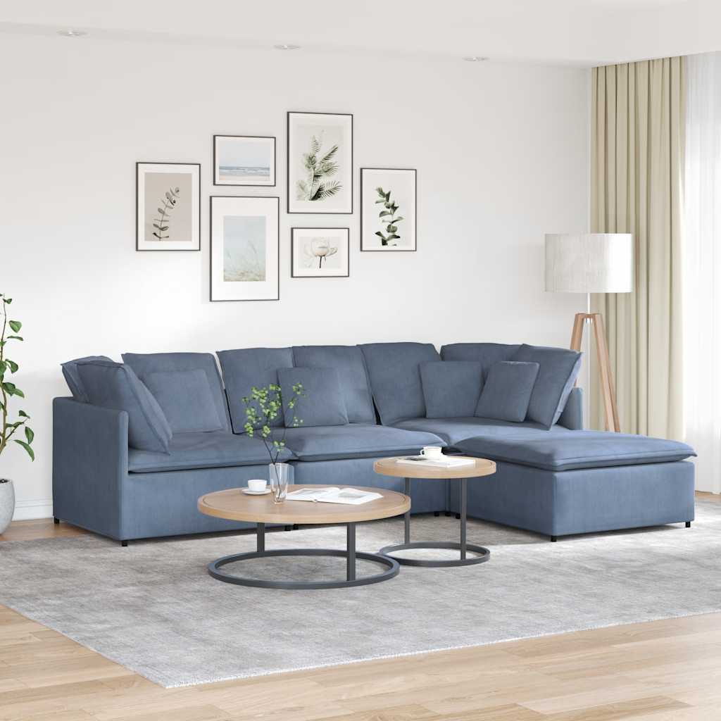 vidaXL Modulares Sofa mit Fußhocker Kissen Cordstoff Dunkelgrau