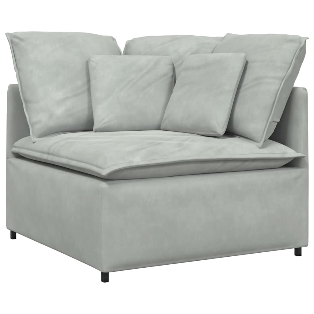 vidaXL Modulares Sofa mit Kissen Samt Hellgrau