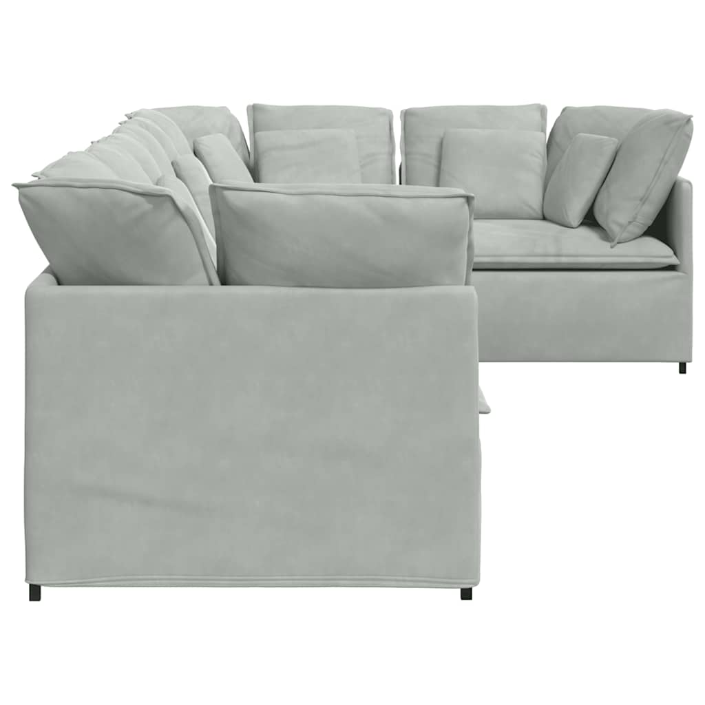 vidaXL Modulares Sofa mit Kissen Samt Hellgrau