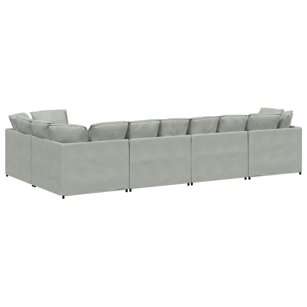 vidaXL Modulares Sofa mit Kissen Samt Hellgrau