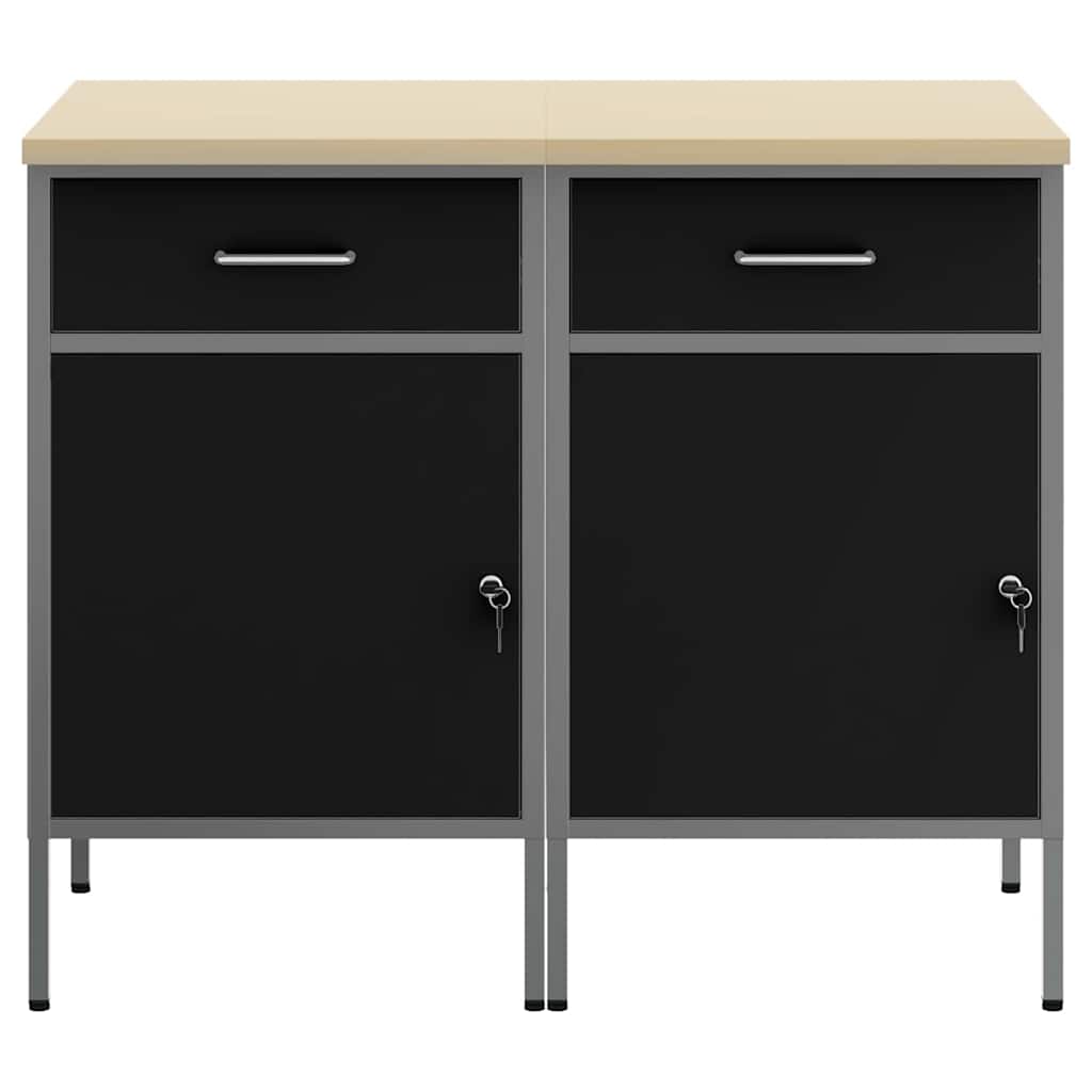 vidaXL Werkbank mit Schubladen 2 pcs Schwarz und Grau 100 x 55 x 85 cm