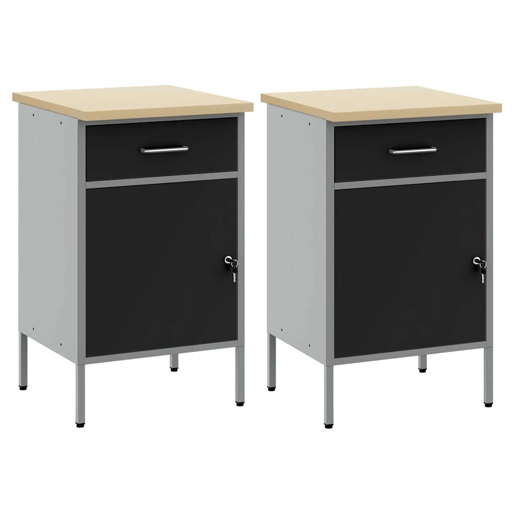 vidaXL Werkbank mit Schubladen 2 pcs Schwarz und Grau 100 x 55 x 85 cm