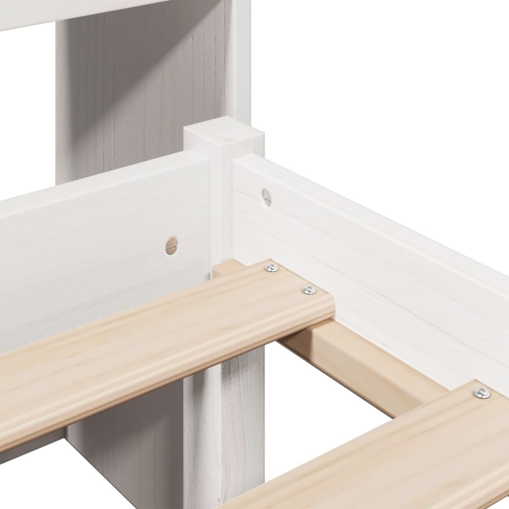vidaXL Massivholzbett mit Regal ohne Matratze Weiß 90x190 cm Kiefer