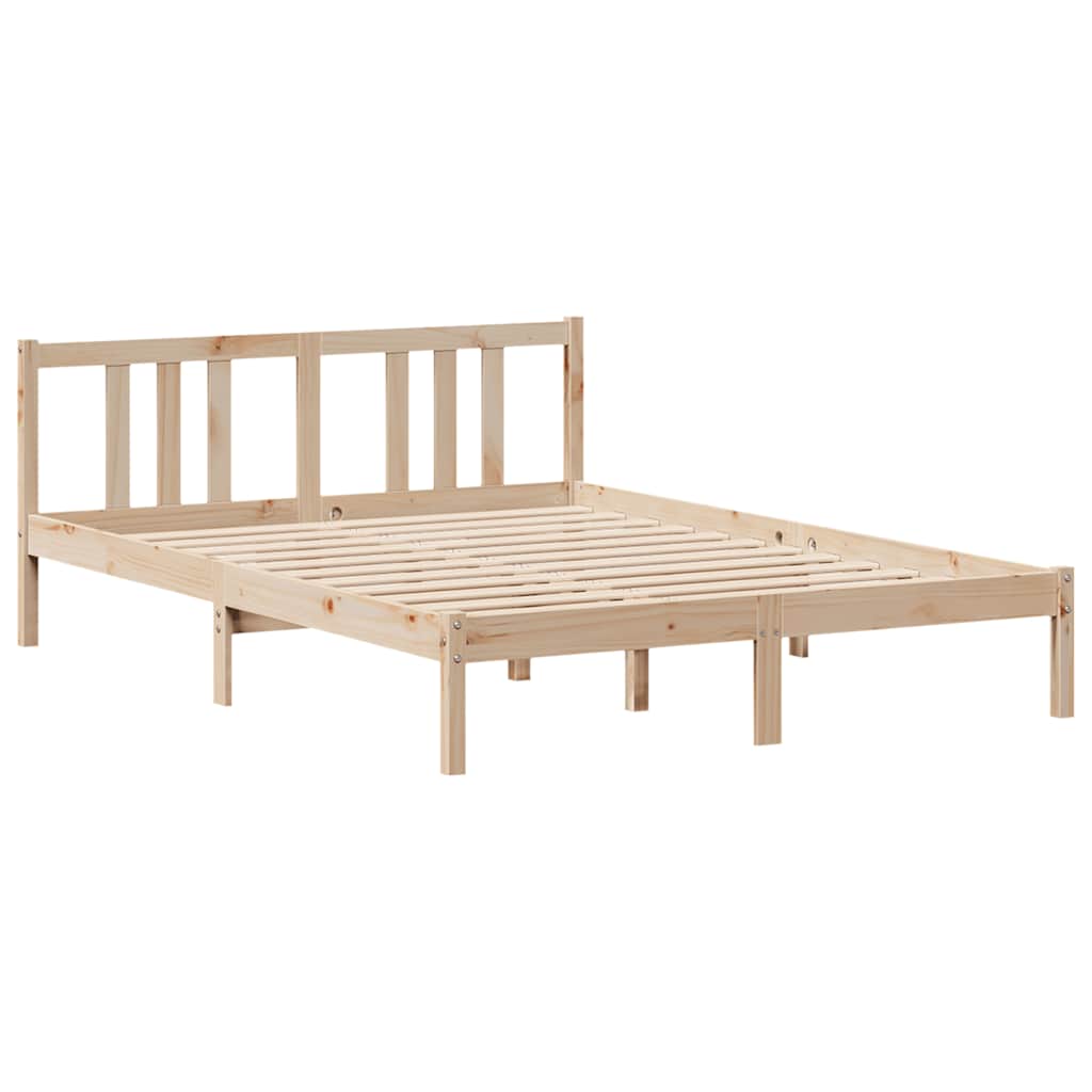 vidaXL Massivholzbett mit Regal ohne Matratze 135x190 cm Kiefernholz