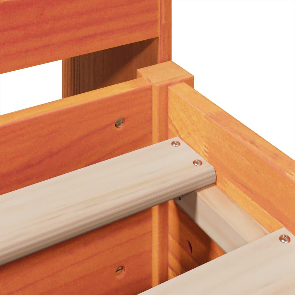 vidaXL Massivholzbett ohne Matratze Wachsbraun 200x200 Kiefernholz