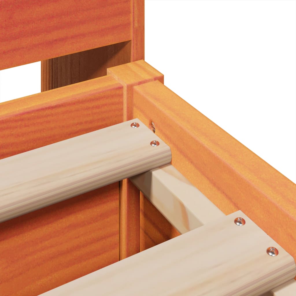 vidaXL Massivholzbett ohne Matratze Wachsbraun 200x200 Kiefernholz