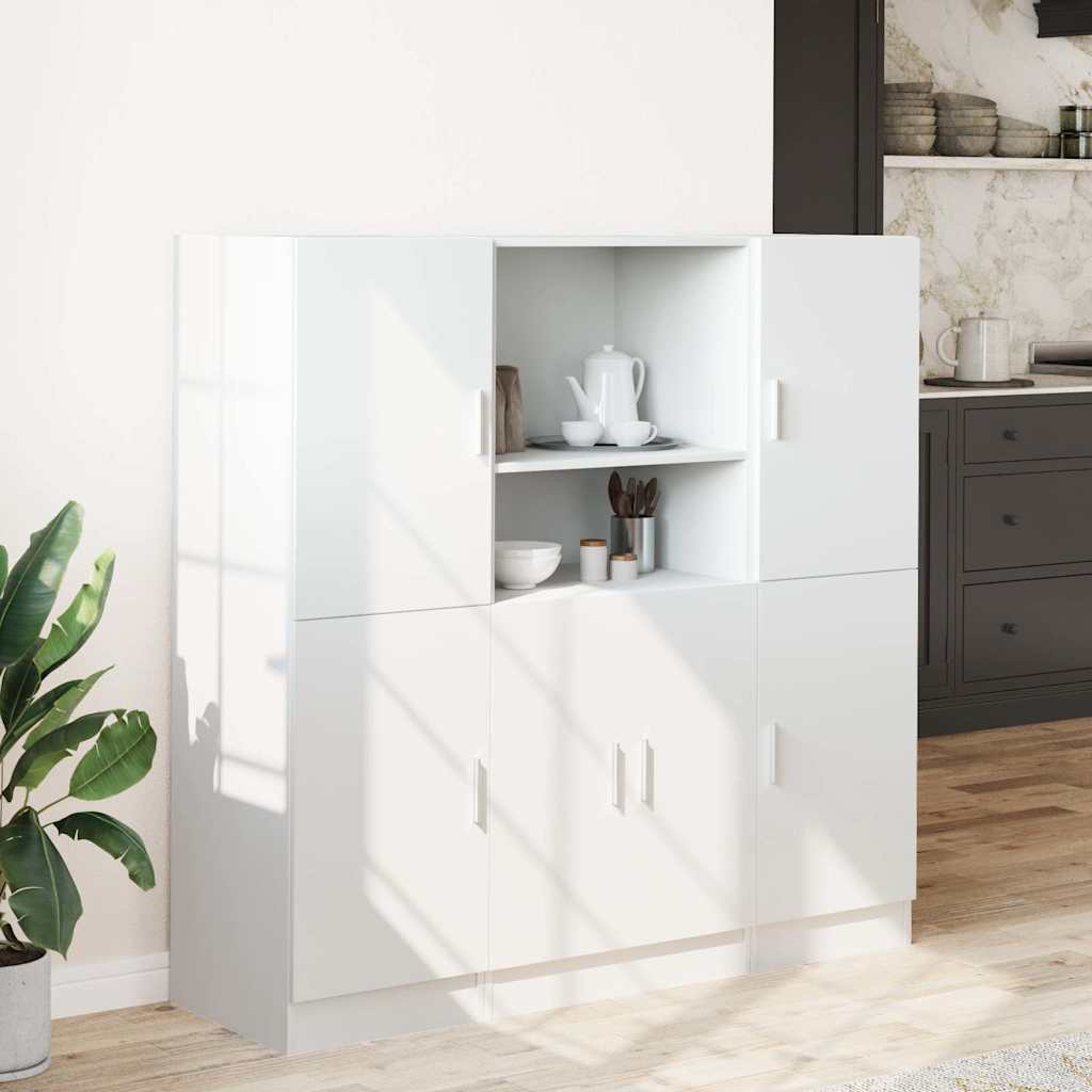 vidaXL 3-tlg. Küchenschrank-Set Weiß Holzwerkstoff