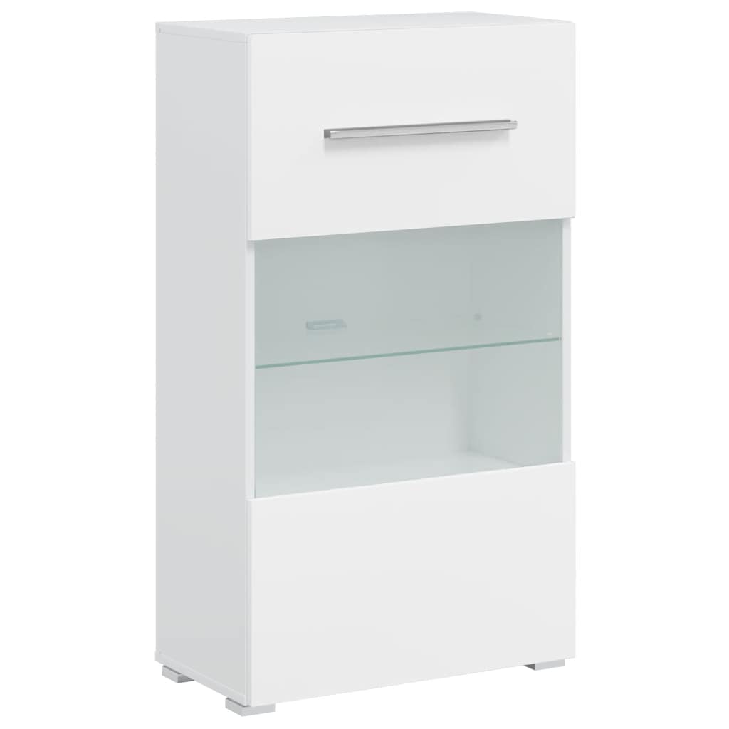 vidaXL 5-tlg. Wohnwand mit LED-Beleuchtung Mattweiß Holzwerkstoff