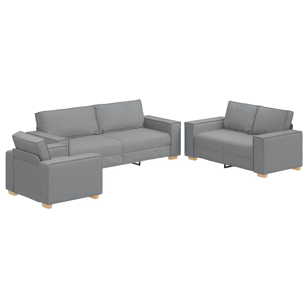 vidaXL Sofa 3 pcs Hellgrau Stoff