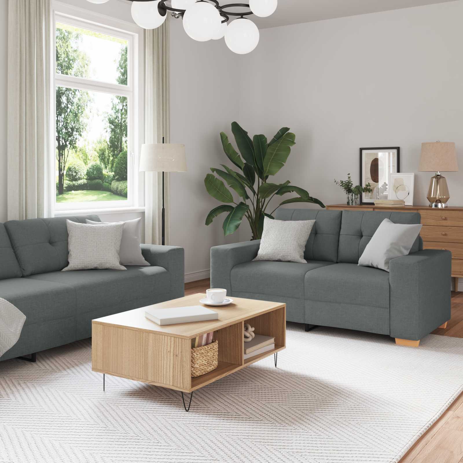 vidaXL Sofa 3 pcs Dunkelgrau Stoff