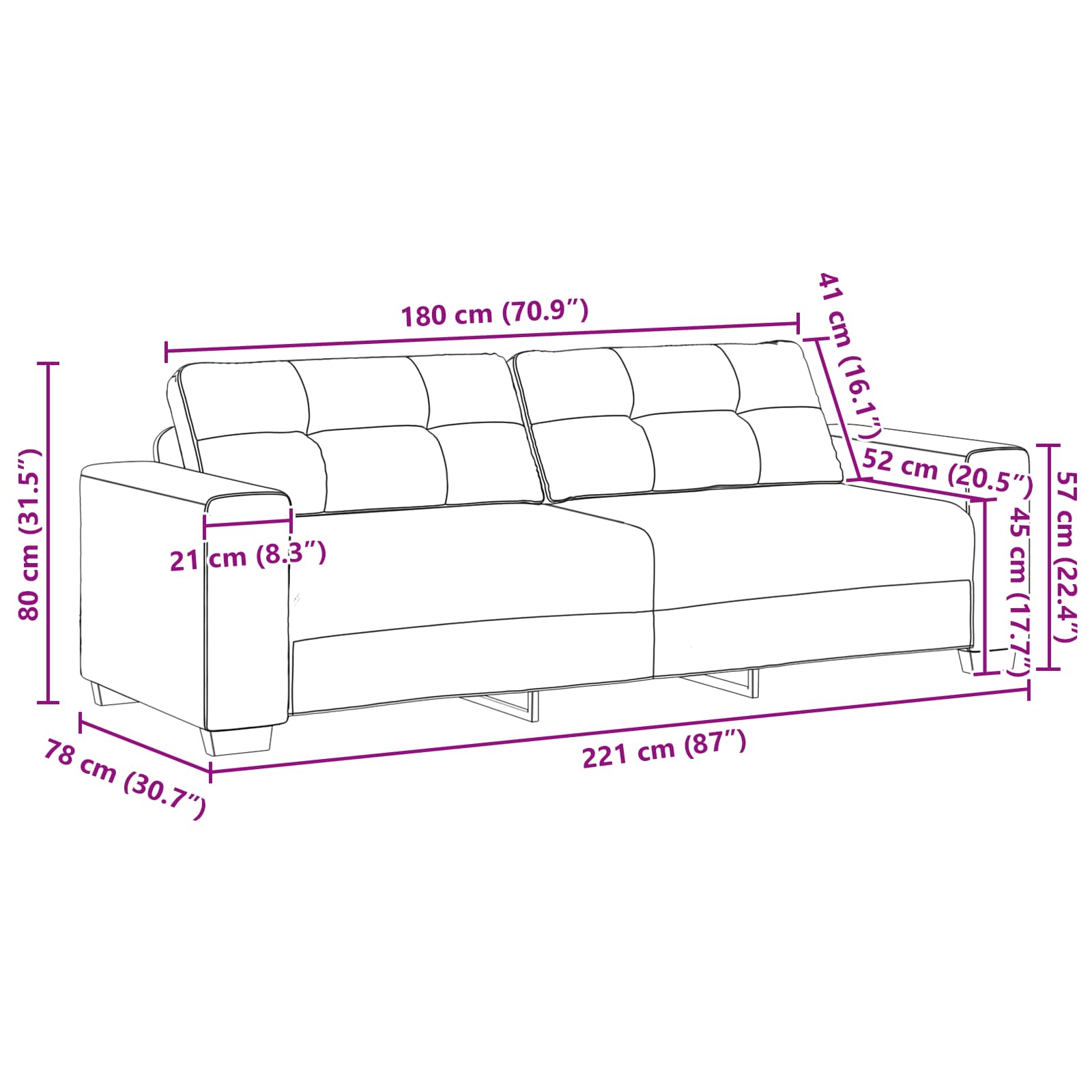vidaXL Sofa 3 pcs Braun Kunstleder