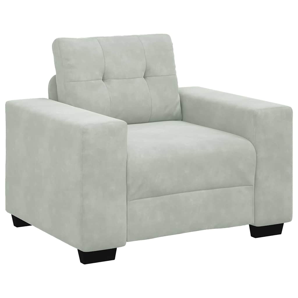 vidaXL Sofa 3 pcs Hellgrau Samt