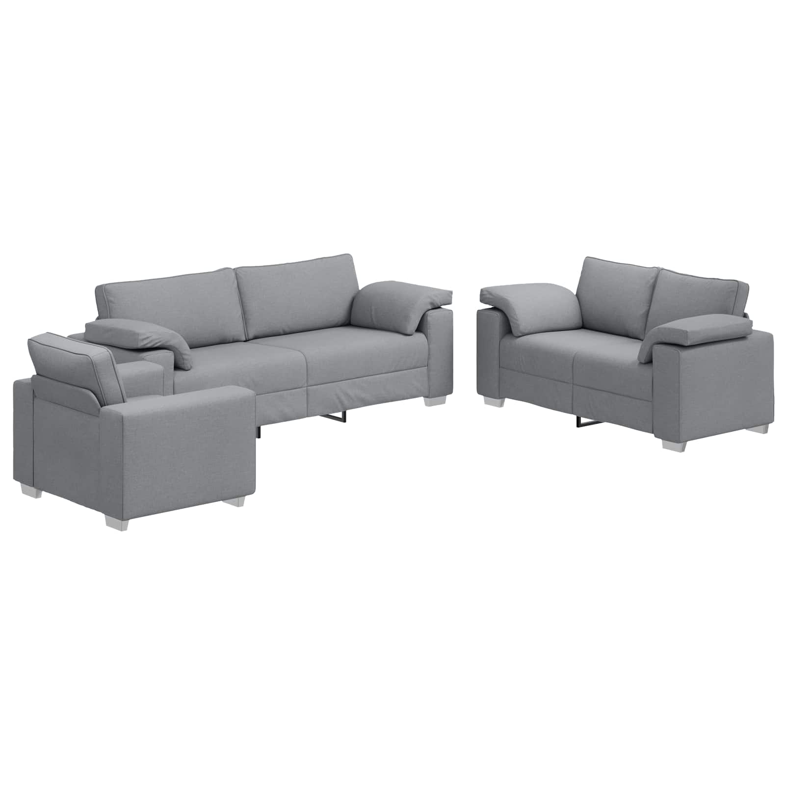 vidaXL Sofa 3 pcs Hellgrau Stoff