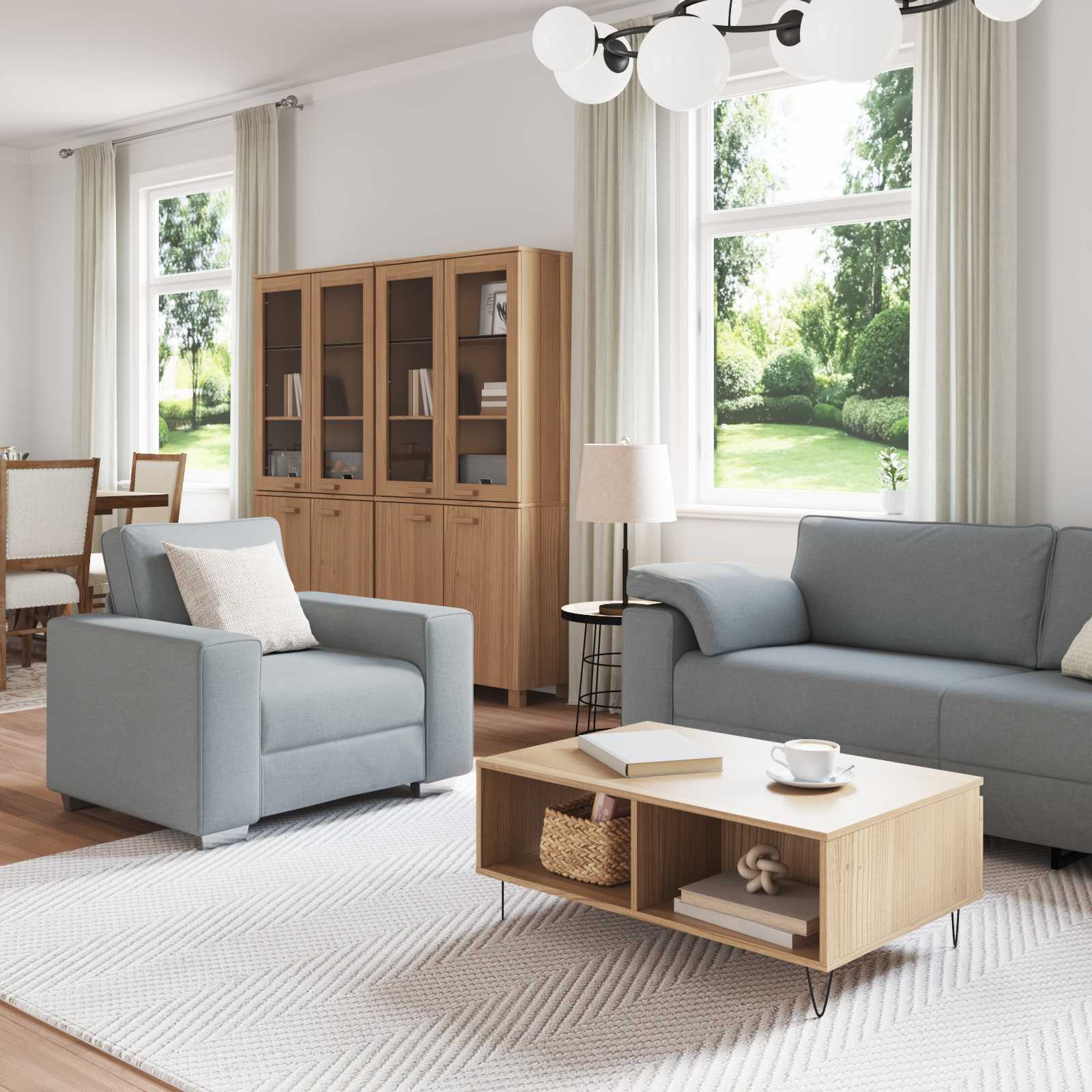 vidaXL Sofa 3 pcs Hellgrau Stoff