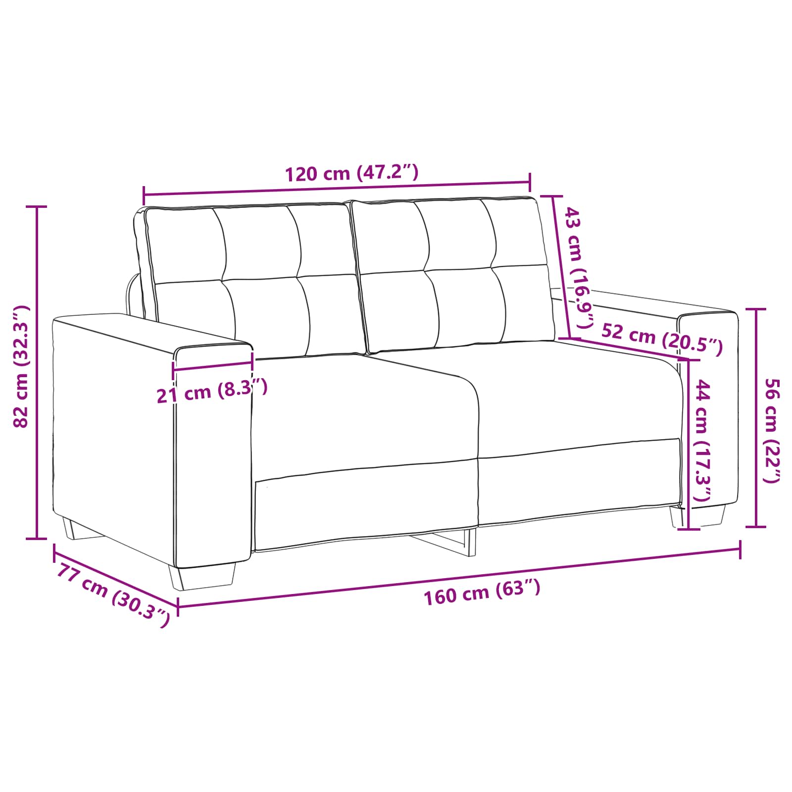 vidaXL Sofa 2 pcs Braun Stoff