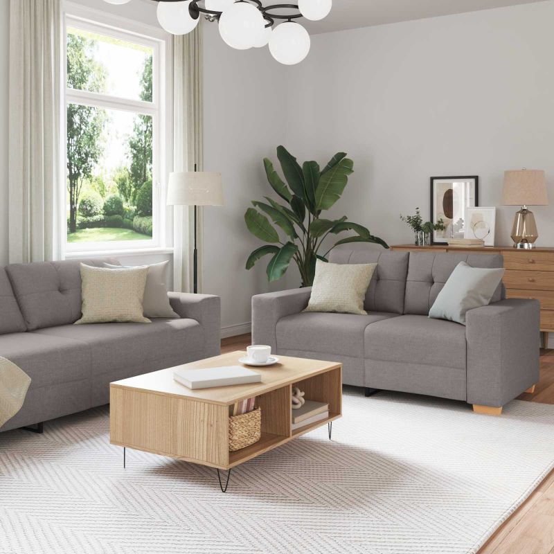 vidaXL Sofa 2 pcs Braun Stoff