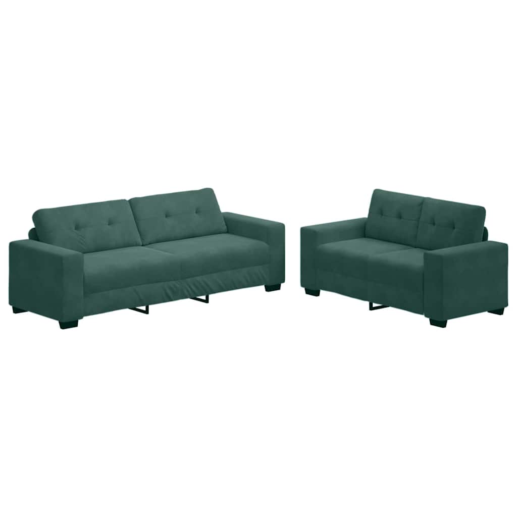 vidaXL | Sofa Set | 2 pcs Dunkelgrün 221 x 78 x 80 cm Samt
