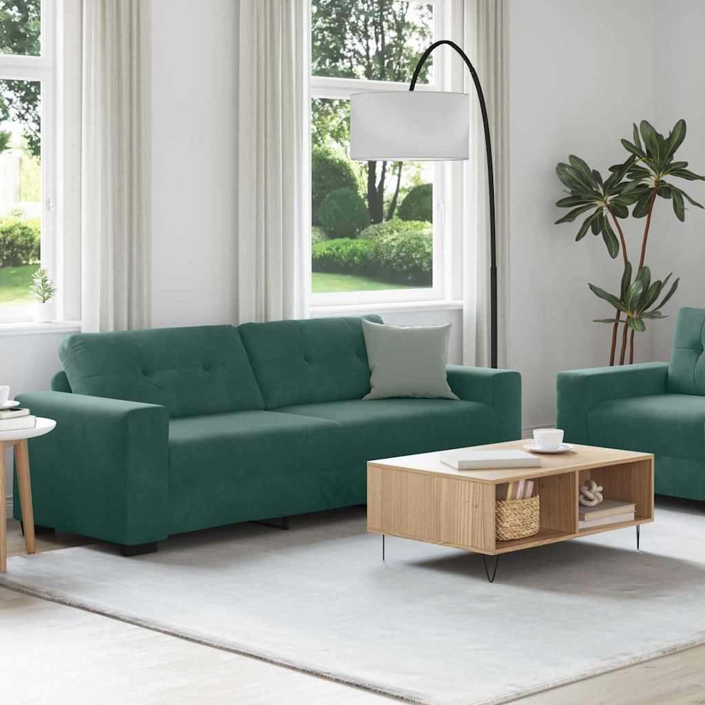 vidaXL | Sofa Set | 2 pcs Dunkelgrün 221 x 78 x 80 cm Samt