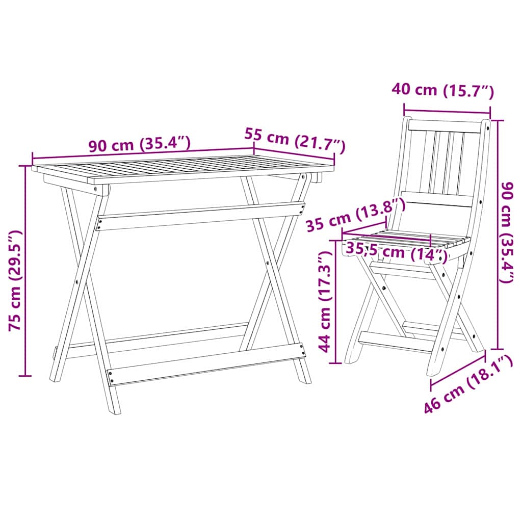 Garten Bistro Set 5 pcs Braun Massivholz Akazie