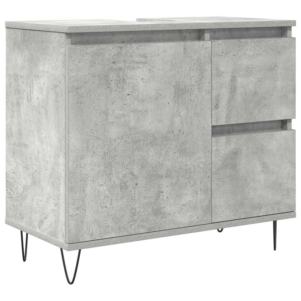 vidaXL 3-tlg. Badmöbel-Set Betongrau Holzwerkstoff