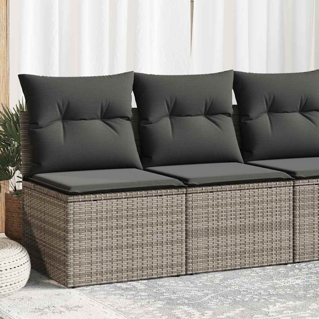 2-tlg. Garten-Sofagarnitur mit Kissen Schwarz Poly Rattan
