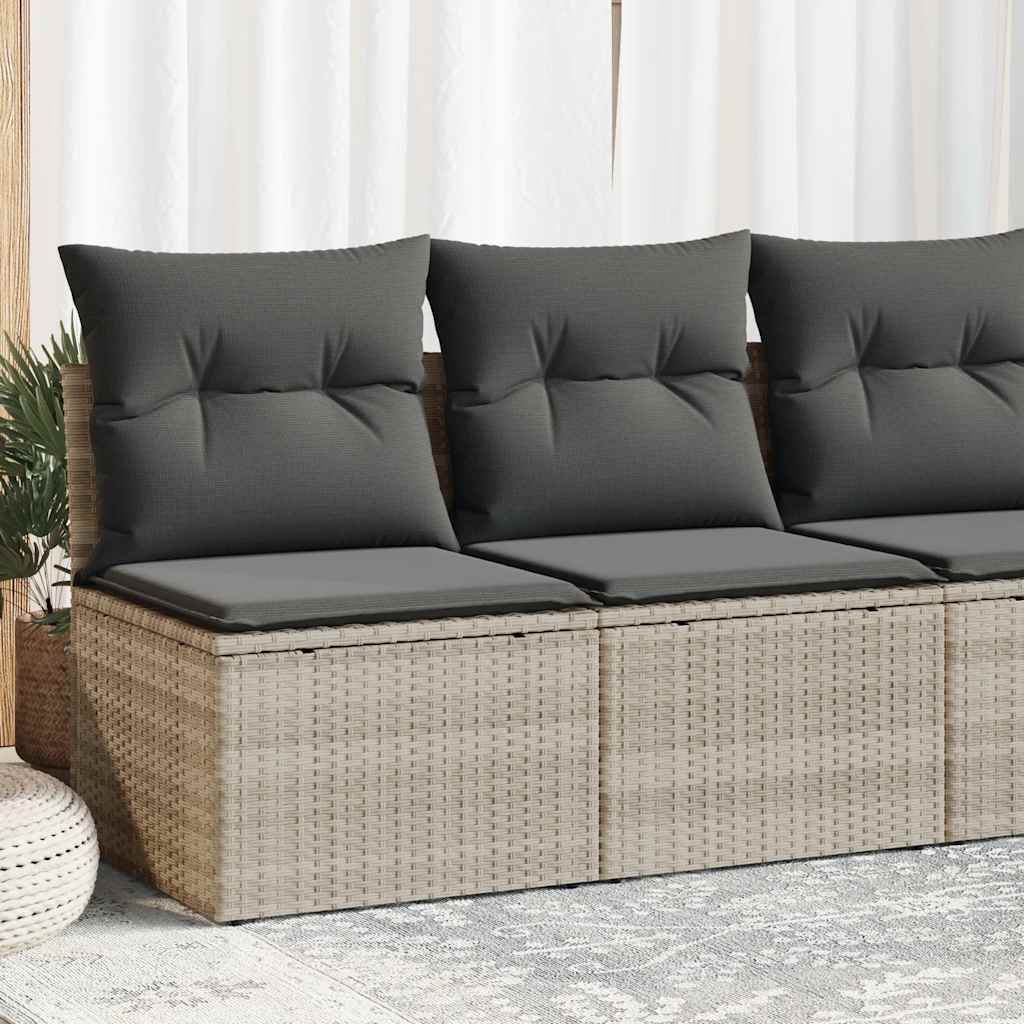 2-tlg. Garten-Sofagarnitur mit Kissen Schwarz Poly Rattan