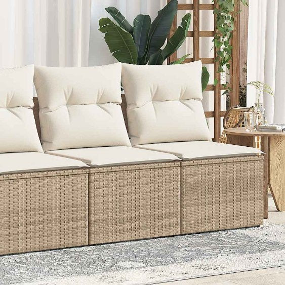 2-tlg. Garten-Sofagarnitur mit Kissen Schwarz Poly Rattan