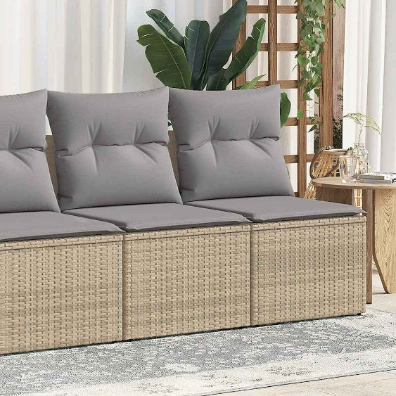 2-tlg. Garten-Sofagarnitur mit Kissen Schwarz Poly Rattan
