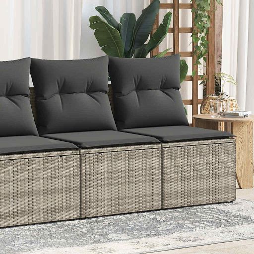 2-tlg. Garten-Sofagarnitur mit Kissen Schwarz Poly Rattan