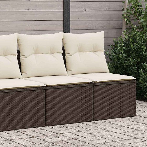 2-tlg. Garten-Sofagarnitur mit Kissen Schwarz Poly Rattan