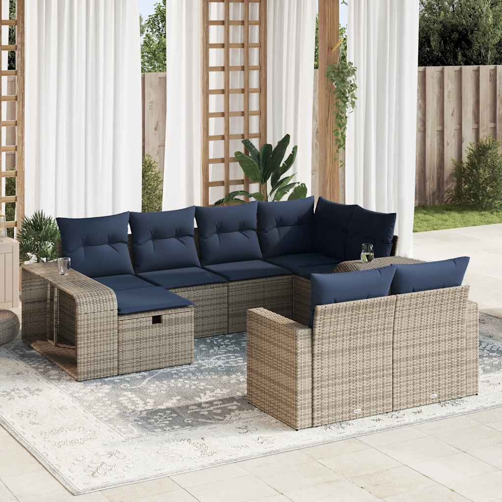 vidaXL 10-tlg. Garten-Sofagarnitur mit Kissen Grau Poly Rattan