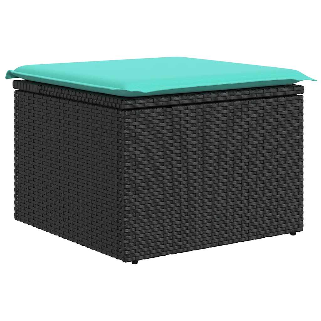 7-tlg. Garten-Sofagarnitur mit Kissen Schwarz Poly Rattan