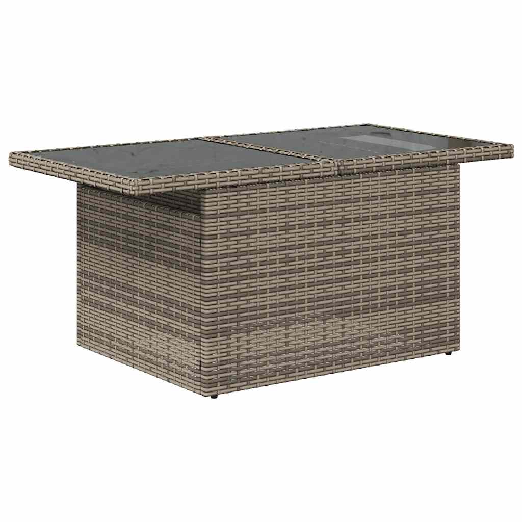 vidaXL 11-tlg. Garten-Sofagarnitur mit Kissen Grau Poly Rattan Akazie