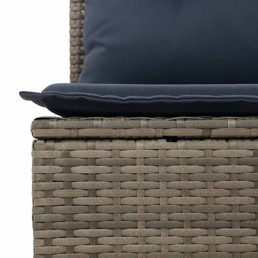 vidaXL 11-tlg. Garten-Sofagarnitur mit Kissen Grau Poly Rattan Akazie
