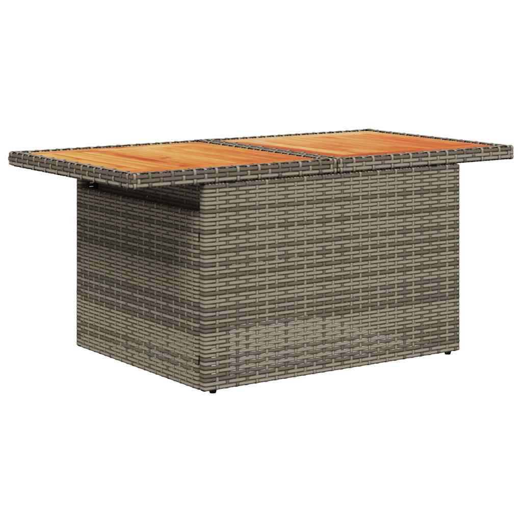 vidaXL 11-tlg. Garten-Sofagarnitur mit Kissen Grau Poly Rattan Akazie