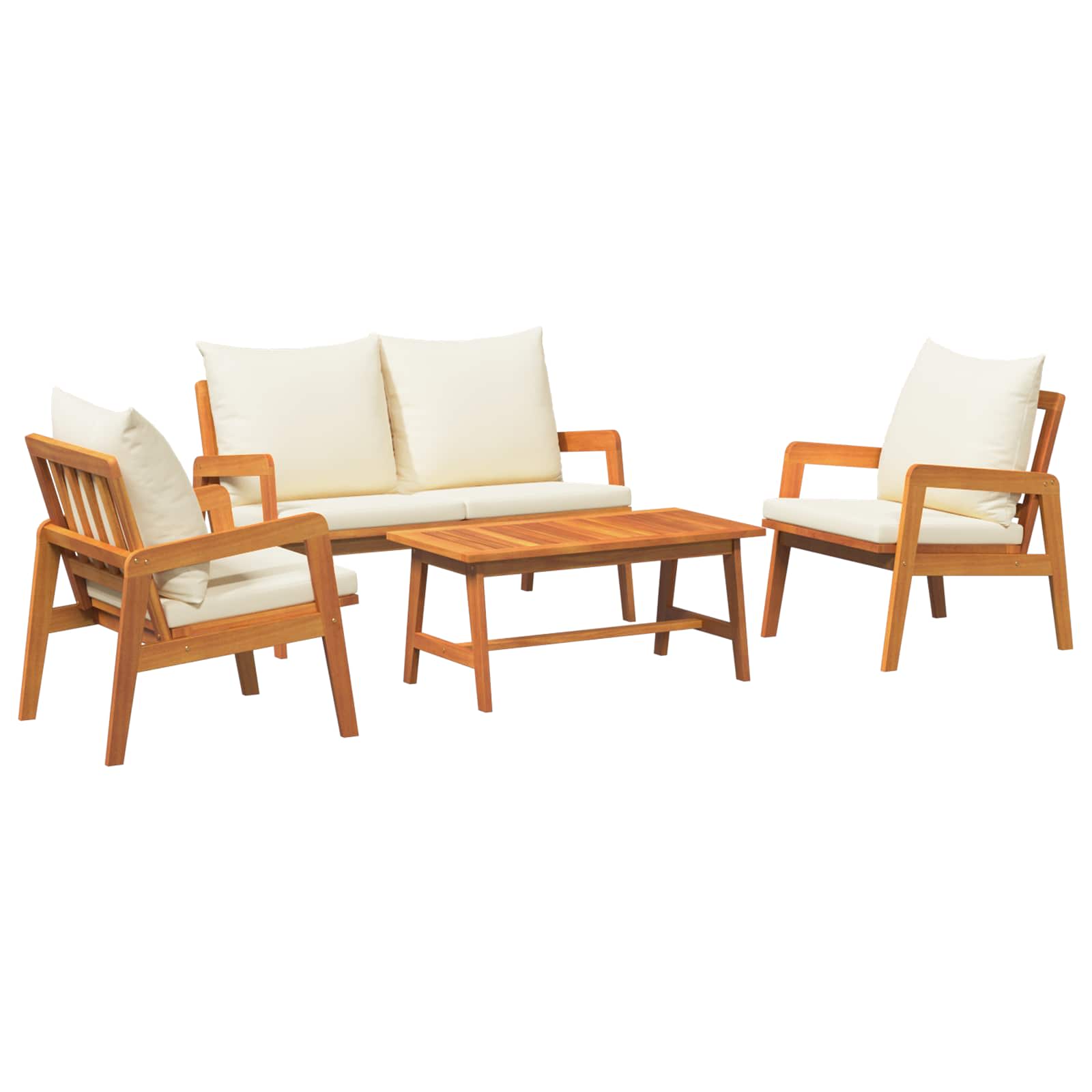Bistrogarnitur 4 pcs Braun und Creme Massivholz Akazie