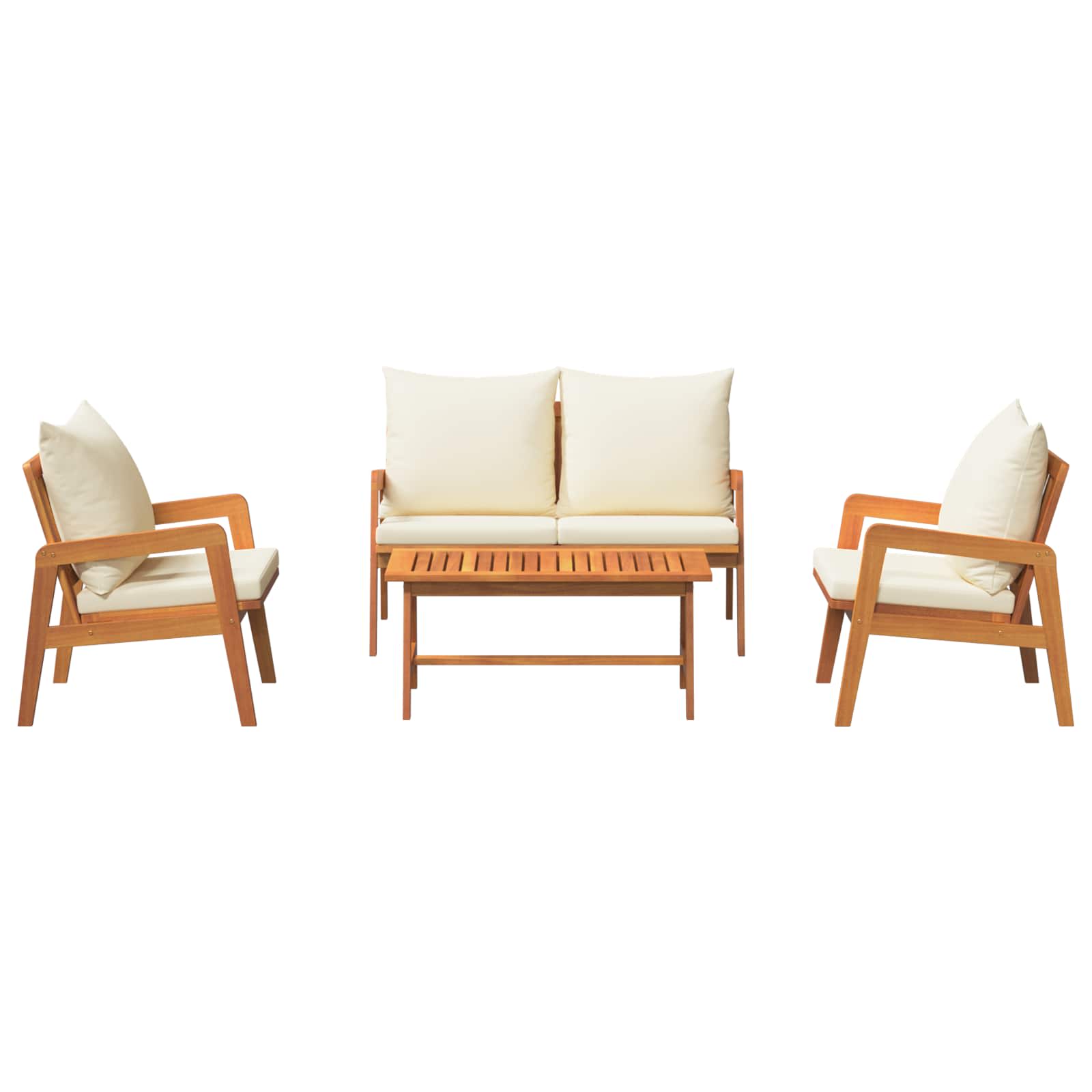 Bistrogarnitur 4 pcs Braun und Creme Massivholz Akazie