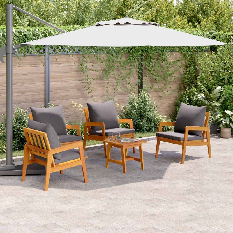 Bistrogarnitur 4 pcs Braun und Creme Massivholz Akazie