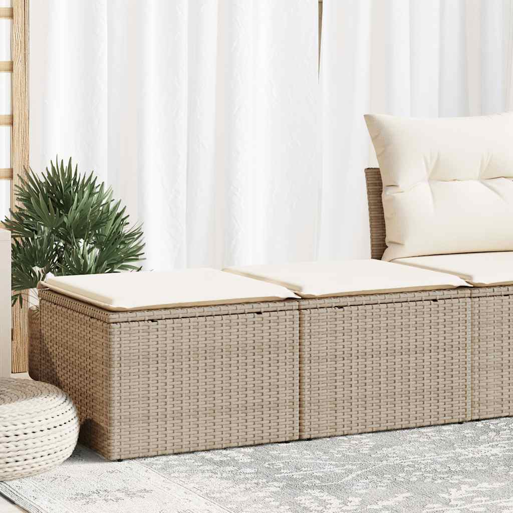 2-tlg. Garten-Sofagarnitur mit Kissen Schwarz Poly Rattan