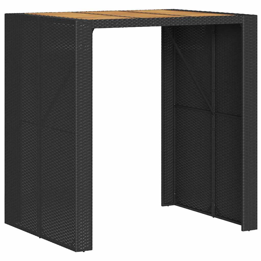 3-tlg. Gartenbar-Set ohne Kissen Schwarz Poly Rattan Akazie