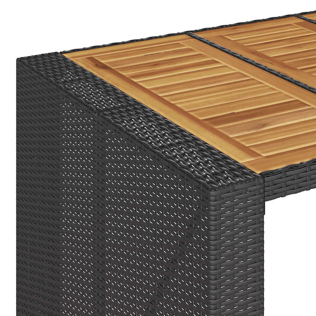 3-tlg. Gartenbar-Set mit Kissen Schwarz Poly Rattan Akazie