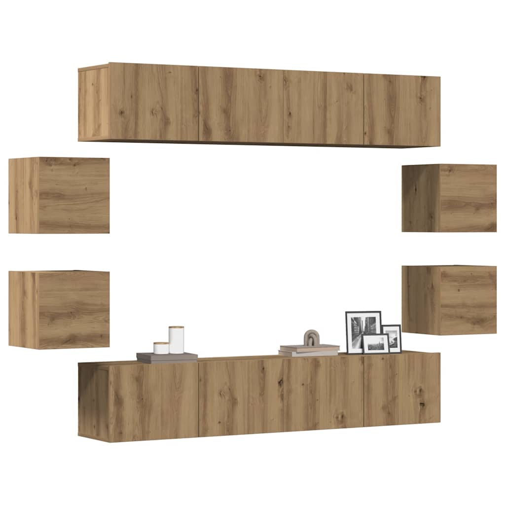 vidaXL 8-tlg. TV-Schrank-Set Weiß Holzwerkstoff
