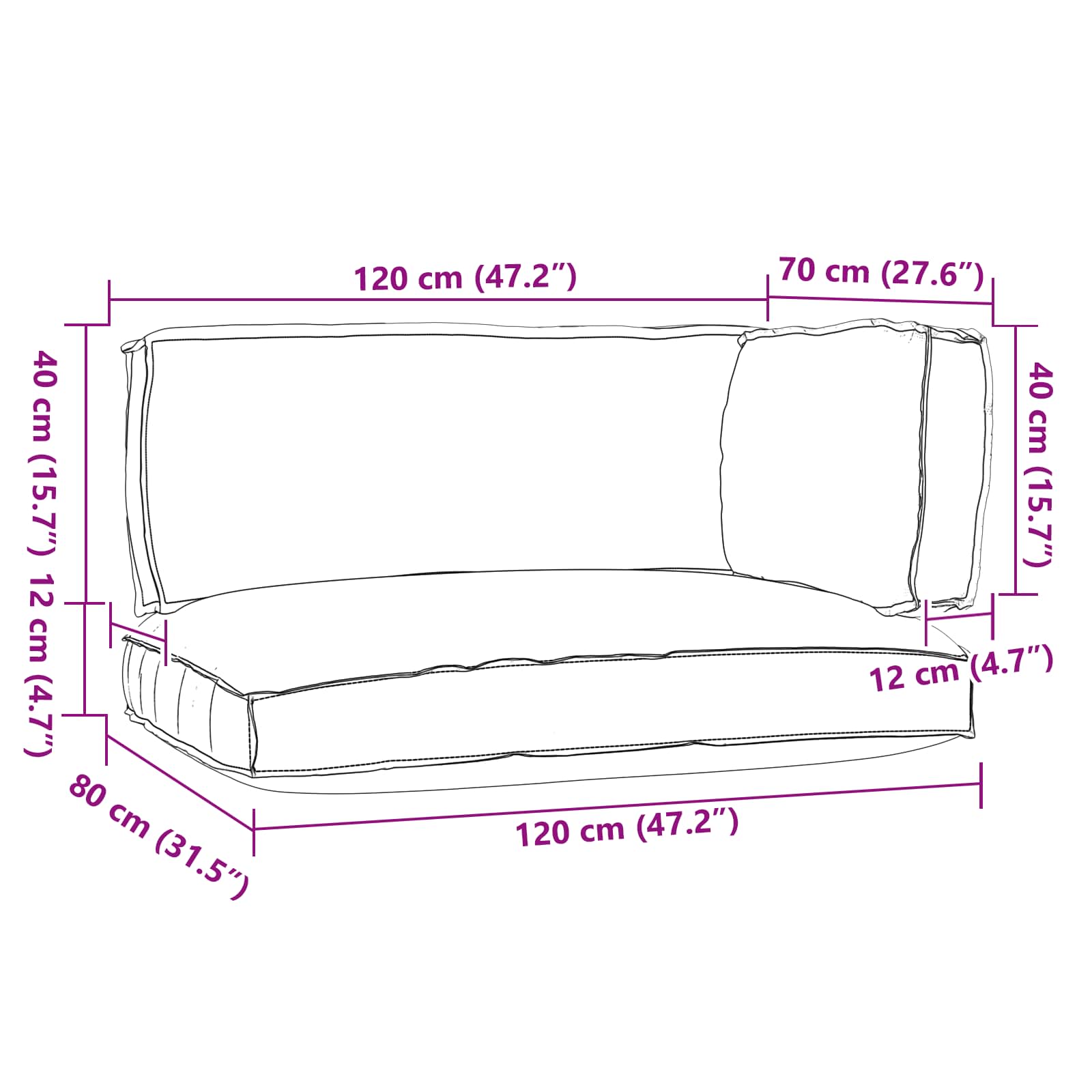 vidaXL Palettenkissenset 3 pcs Anthrazit Oxford-Stoff
