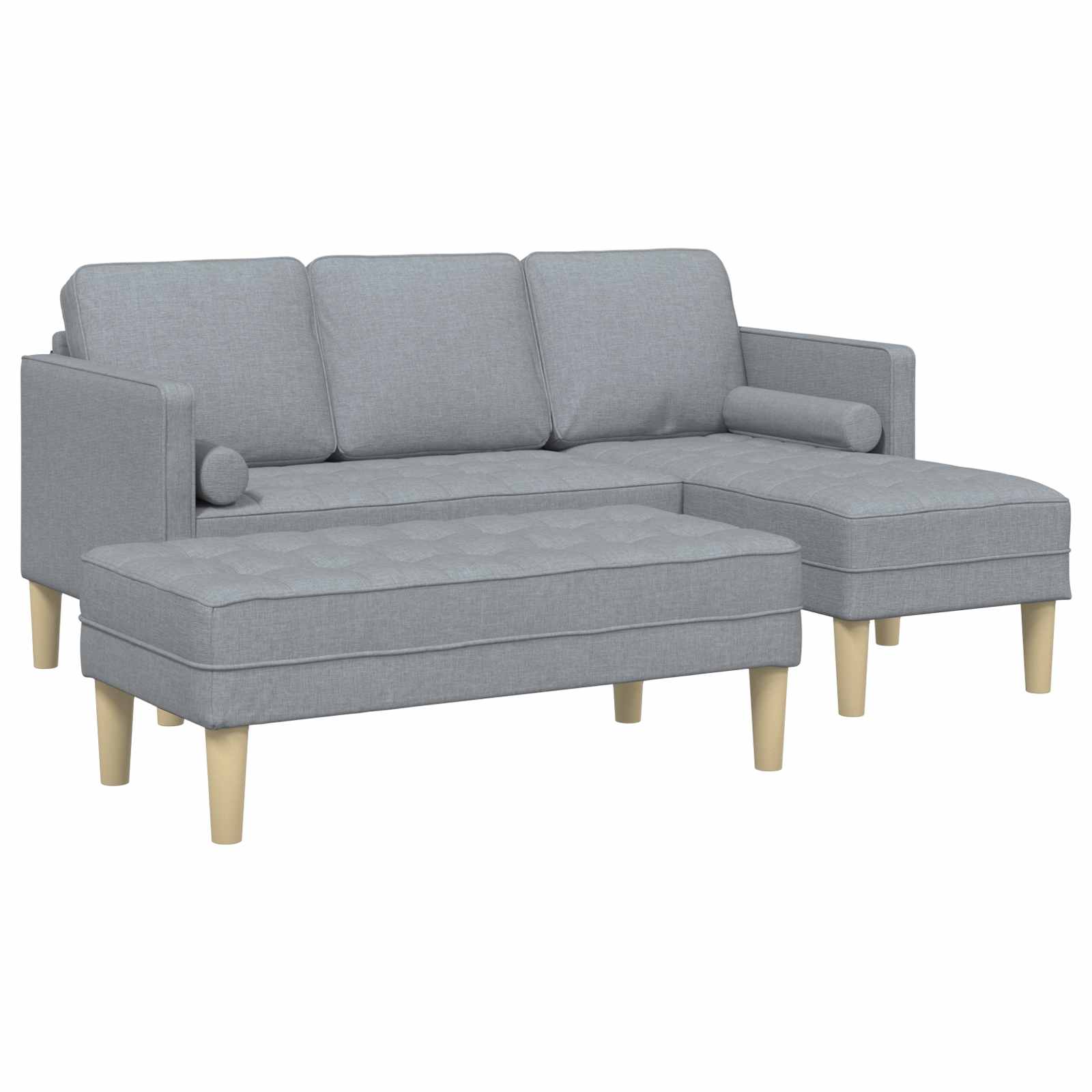 vidaXL Sofa Set mit Kissen 2 pcs Hellgrau Polyester